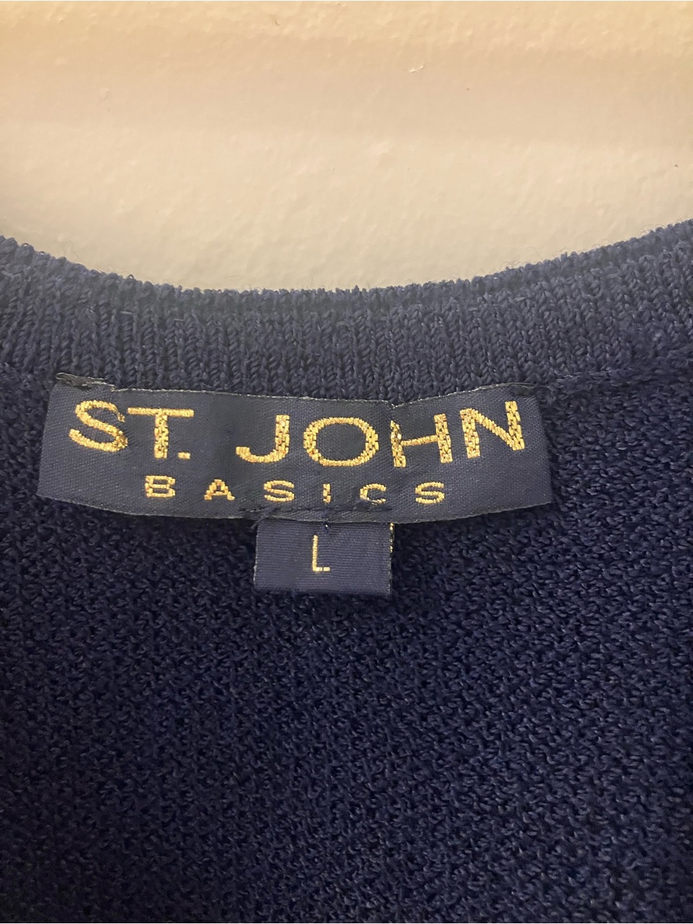 St. John Vintage Navy Dark Blue Santana Knit Sleeveless Tank Top Sz L. - Picture 2 of 2
